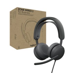 Logitech Zone Wired 2 Noise Canceling Headset For Business Zoom Google Certified USB C With USB A Adapter Graphite product image