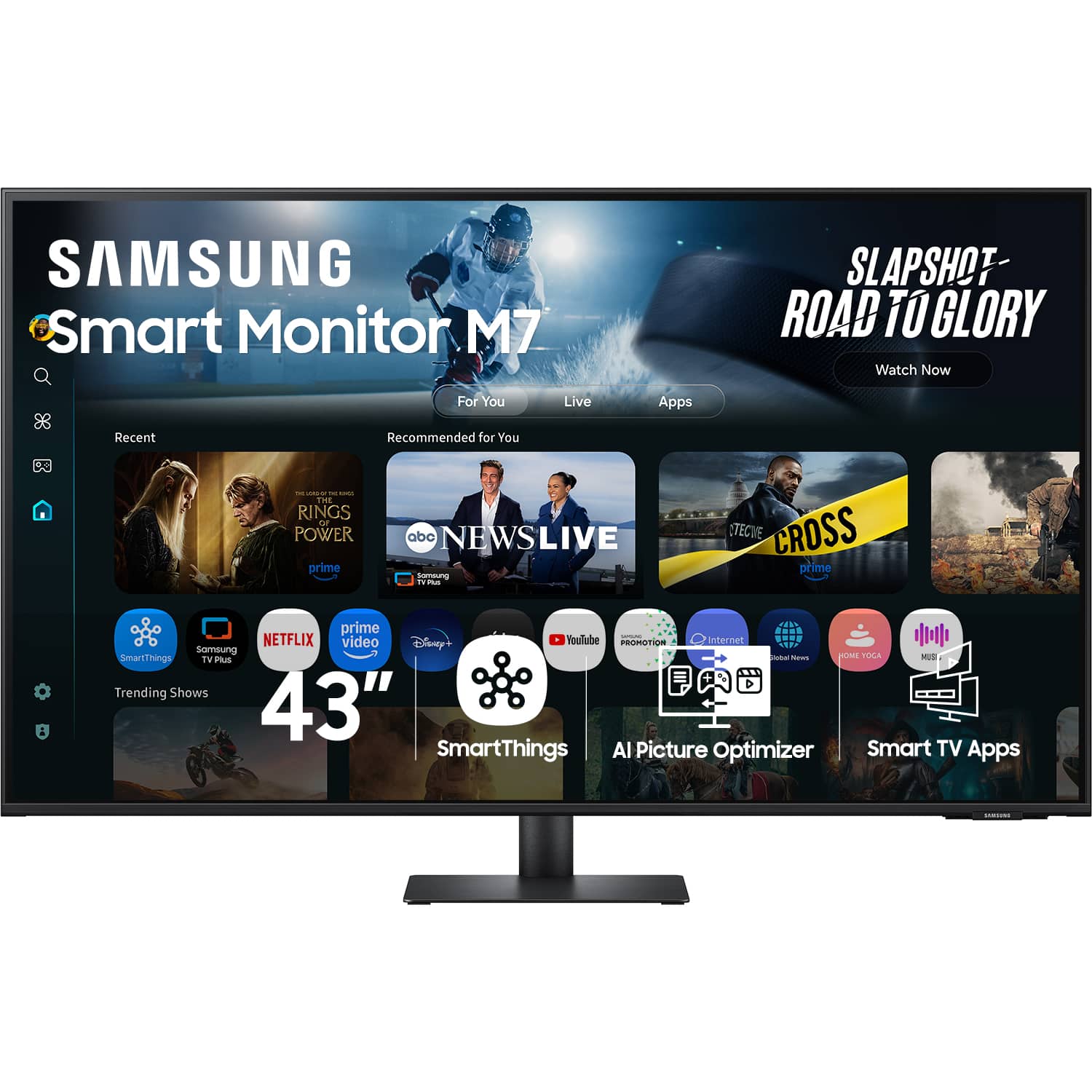 Samsung 43 M70f 4K UHD Smart Monitor With Samsungvision AI Built In Speakers USB C Black