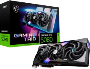 MSI Nvidia Geforce RTX 5080 16g Gaming Trio Oc 16GB Gddr7 Pci Express Gen 5 Graphics Card Black