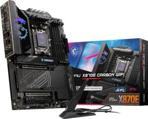 MSI Mpg X870e Carbon Wi-Fi Socket Am5 Amd X870e Atx DDR5 Wi Fi 7 Motherboard Black