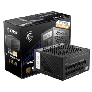 MSI Mpg A850g Pcie 5 Full Modular 80 Plus Gold 850w 100 Japanese 105c Capacitors Atx 3 1 Gaming Power Supply Black