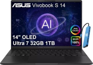 ASUS Vivobook S 14 14 2K FHD OLED AI Laptop Intel Core Ultra 7 258v 32GB Memory 1TB SSD Copilot PC Black