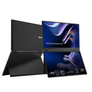 ASUS Zenscreen Duo 14 FHD IPS Portable Dual Monitor With Ergo Kickstand And 360 Degree Rotation Mini HDMI USB C Black