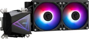MSI Mag Core Liquid I240 Aio Argb CPU Liquid Cooler 240mm Radiator 2x 120mm Argb Gen 2 Pwm Fans Black