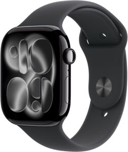 Apple Watch Series 11 Gps Cellular 46mm Aluminum Case With Black Sport Band S M Jet Black 2025