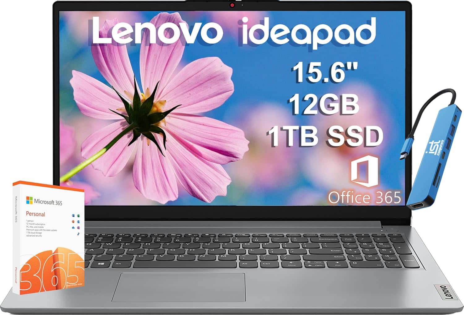 Lenovo Ideapad 1 15 6 HD Laptop Intel Celeron With 12GB Memory 1TB SSD 128GB Emmc Storage Numeric Keypad Windows 11 Cloud Grey