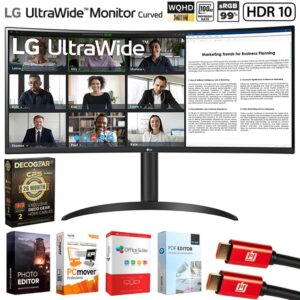 LG Ultrawide 34 Va Curved Wqhd 100hz Monitor With Hdr 10 HDMI Displayport USB C 26 Month Extended Warranty Bundle Black